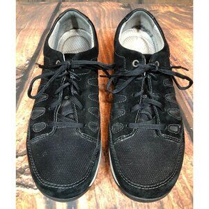 Dansko Womens 40 / 9.5-10 Black Suede Lace-Up Sneaker Shoes  (d5h)
